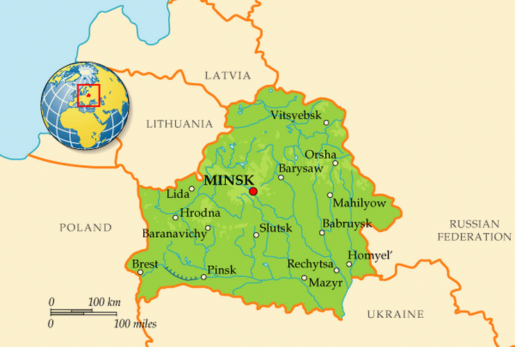Географическая карта Беларуси
