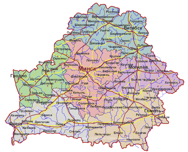 Карта Беларуси - скачать