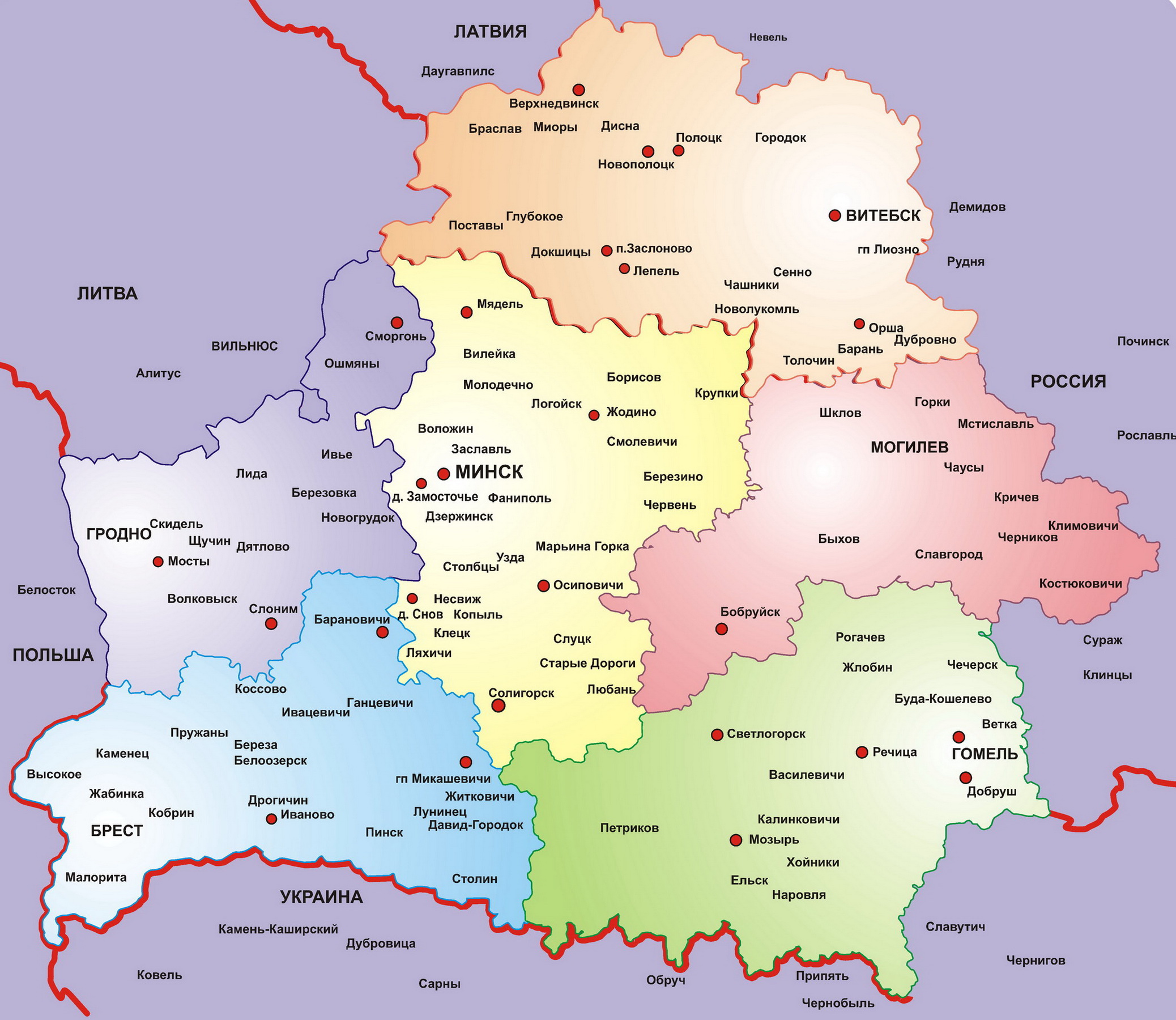 Карта Беларусии