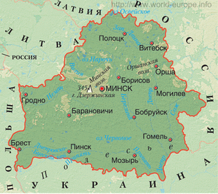 Карта областей белорусии