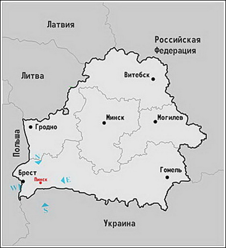 Карта областей Беларуси