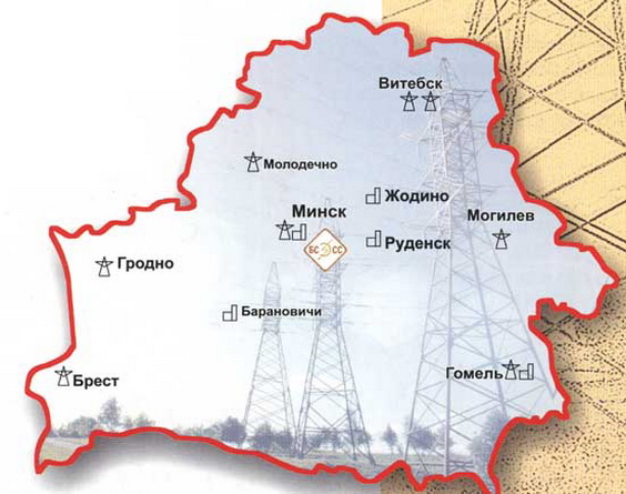 Карта электросетей в Белоруссии