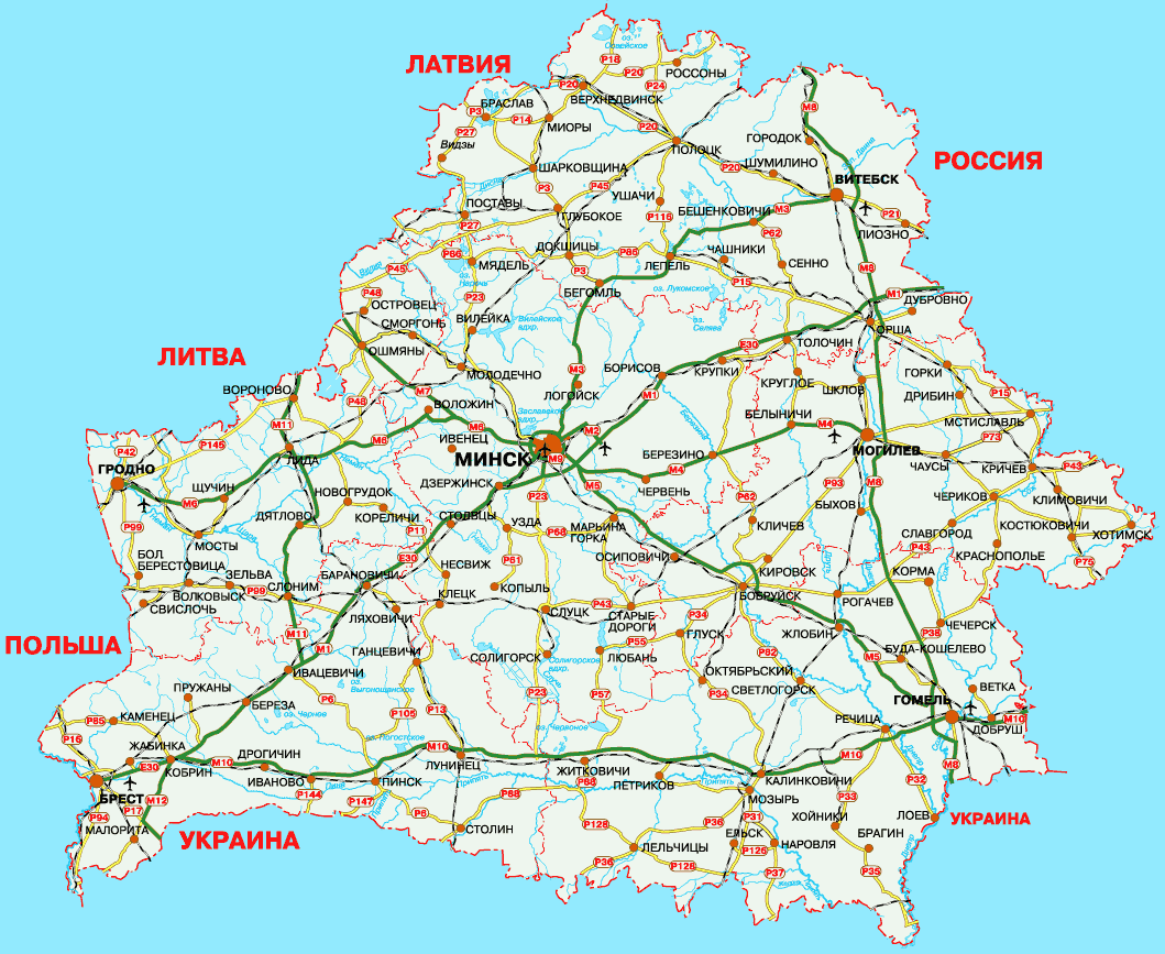 Карта дорог Белоруссии